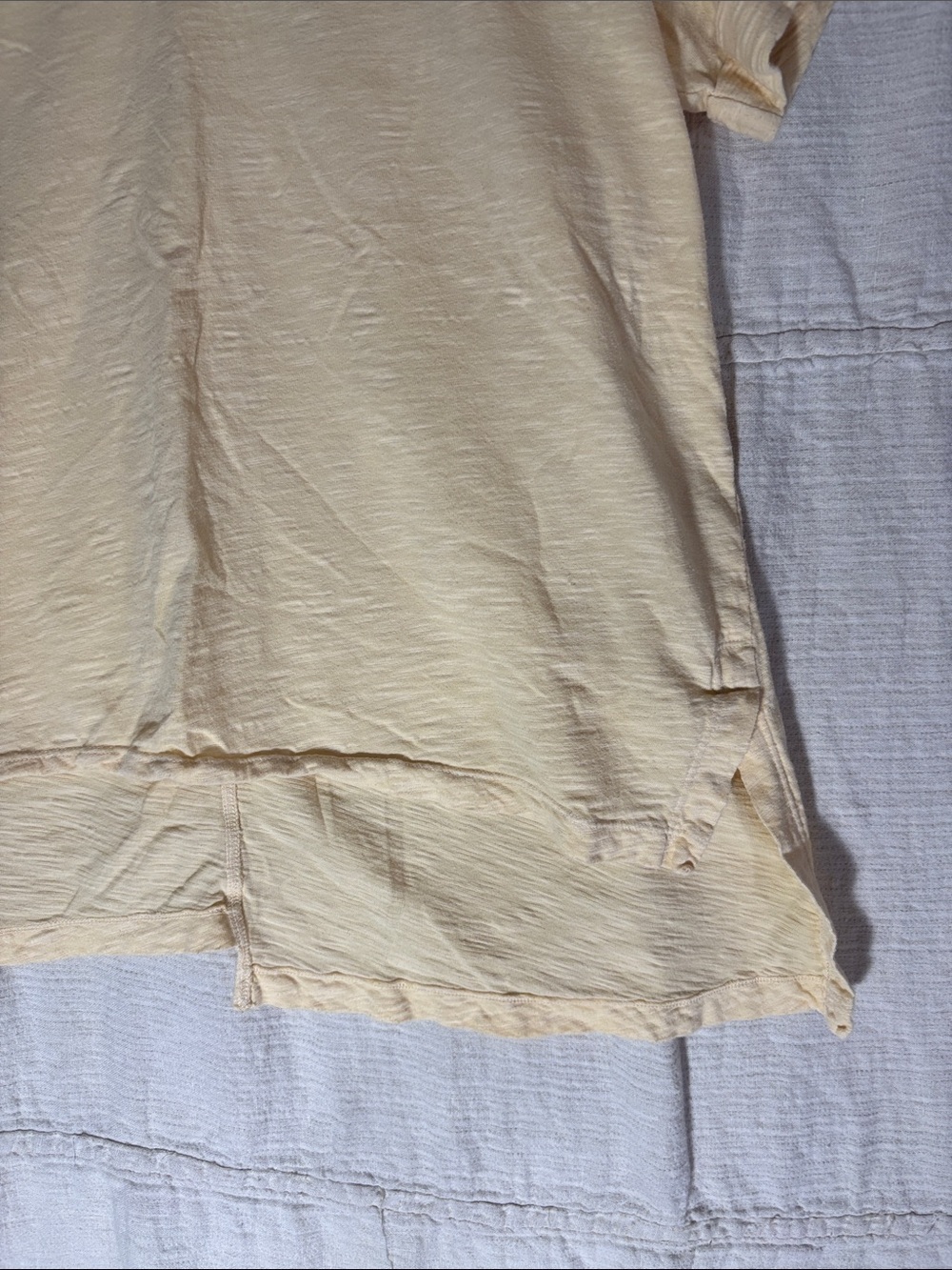 Wilt Pale Yellow V-Neck Short Sleeve Tee 100% Cotton Asymmetrical Hem USA made - Picture 7 of 11